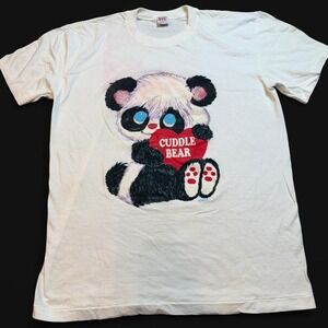 Vintage 90s Cuddle Bear Panda Cute Valentine Graphic Tee size large READ